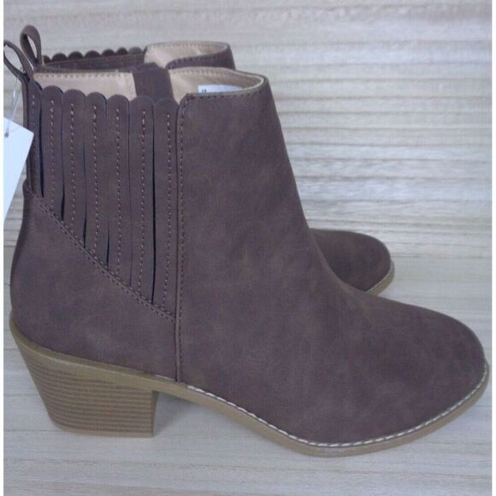 Draper James Elle Ankle Booties Side Zip Faux Suede Brown Womens Size 9